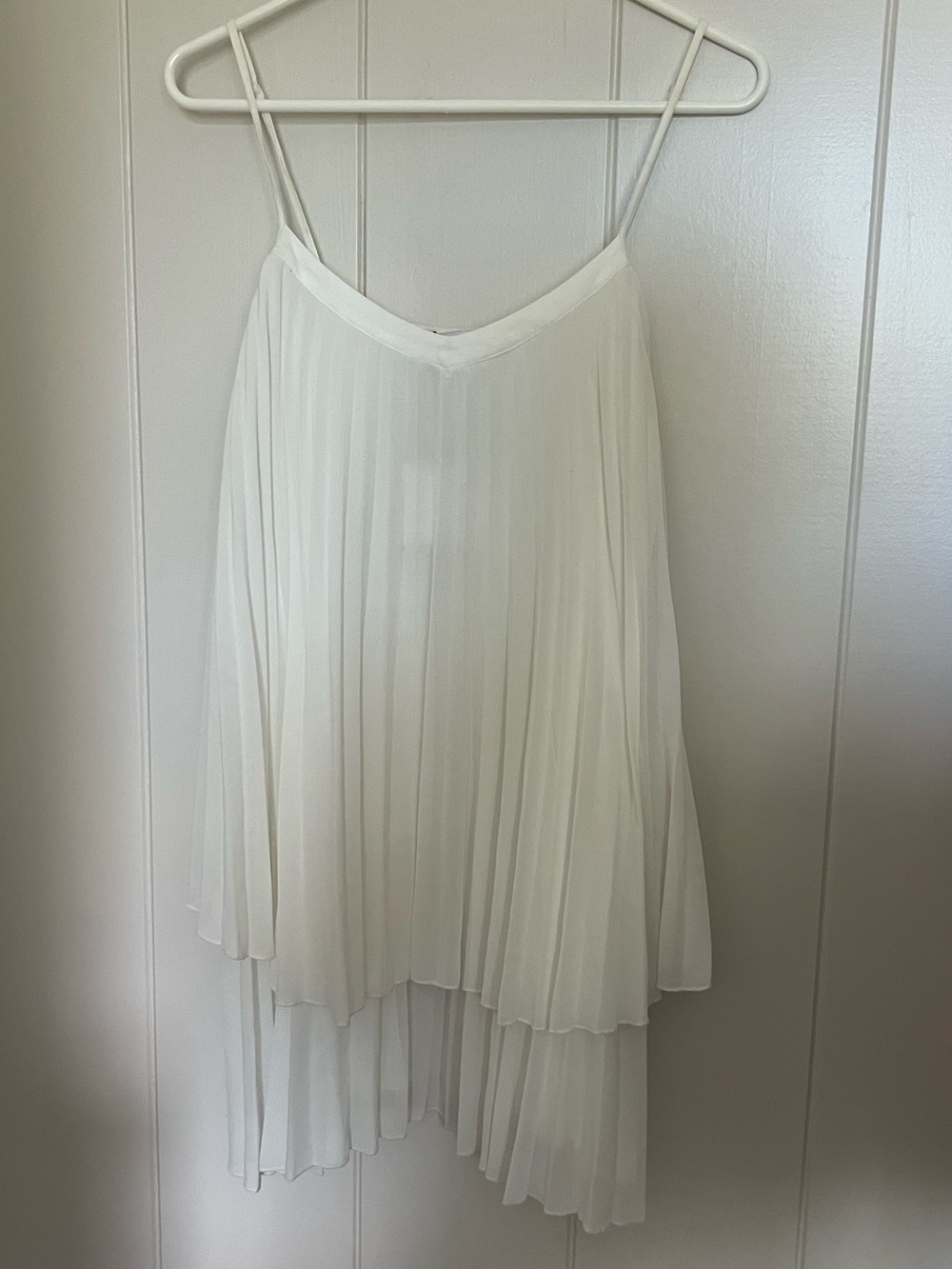 Zara White Pleated High-Low Dress